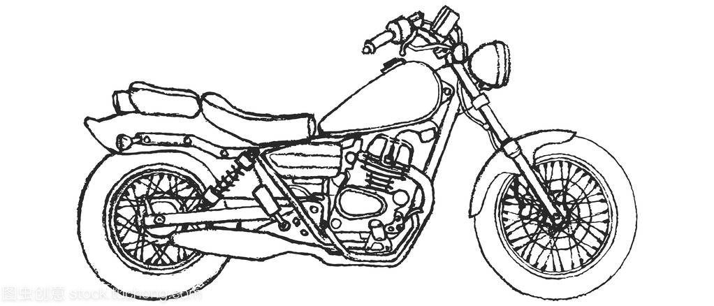 摩托车侧视图手绘图
